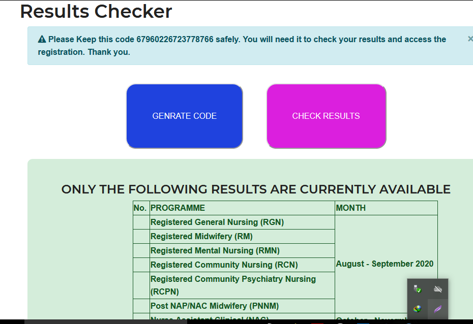 check nmc results online