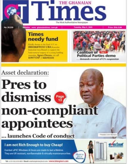 Ghanaian Newspaper Headlines: Tuesday, May 6, 2025 8